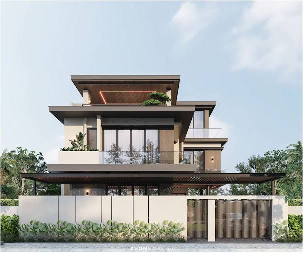 Bán nhà Forestia Mê Linh hướng Tây Tứ Trạch - Biệt thự xây thô mặt trong 3 tầng 1 tum gần công viên